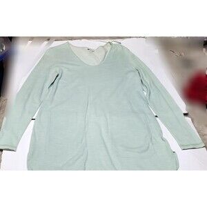 Pure Jill Women’s Seamed Tunic Top  Mint Green V-Neck Long Sleeve Shirt, Size XS
